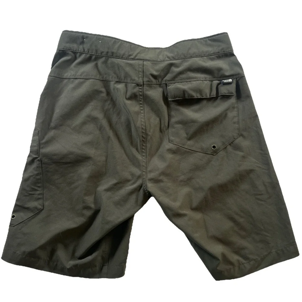 North Face Shorts Men 30 Green Paramount Trail Belted Nylon Hiking Twill Relaxed
